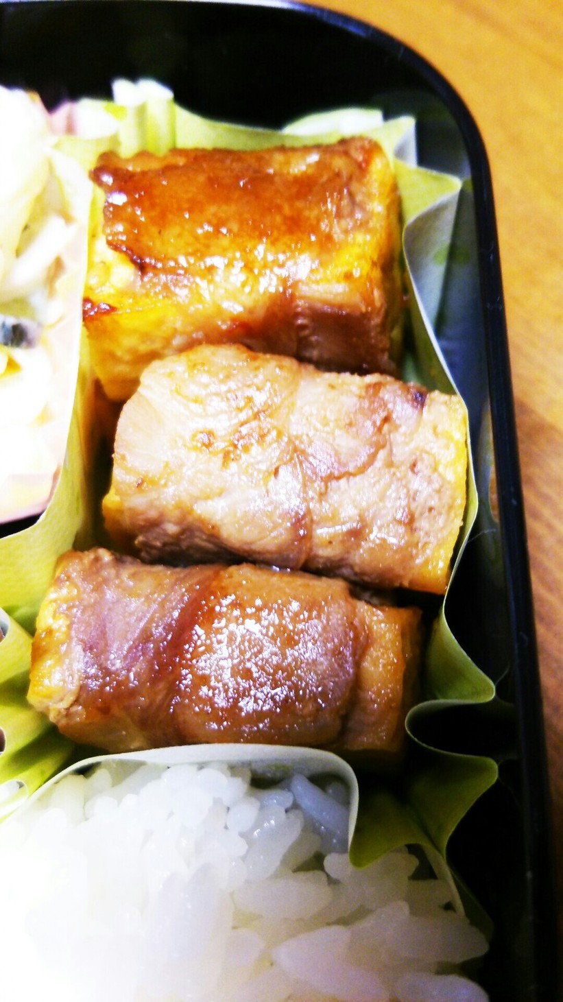 お弁当に☆焼肉のﾀﾚ味の厚揚げ豚肉巻きの画像