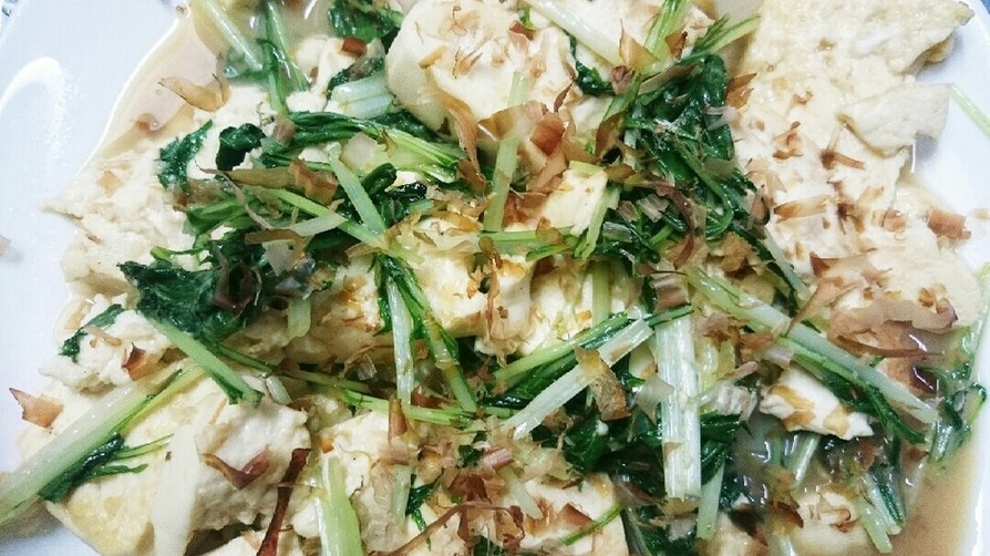 簡単☆豆腐と水菜の炒め物の画像