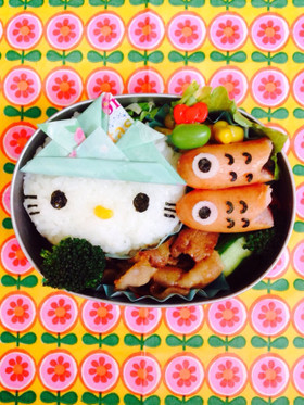 キティの鯉のぼり キャラ弁 こどもの日