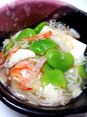 簡単!そら豆と豆腐のカニカマ和風あんかけ