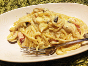 お豆腐で!カルボナーラ風クリームパスタ