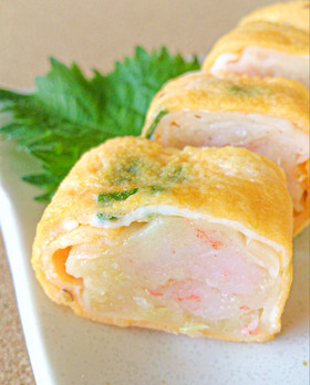 朝食やお弁当に♪ エビシューマイの卵焼き