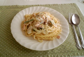 簡単☆ スモークサーモンのクリームパスタ