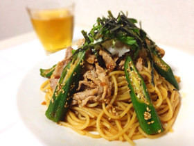 冷製豚しゃぶとオクラの和風パスタ