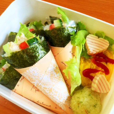 弁当inパリっと海苔の手巻き寿司裏技♡の写真