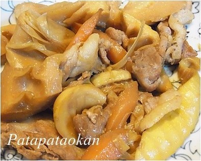 タケノコと豚肉の炒め物の写真