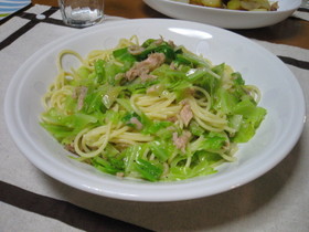 キャベツとツナ缶の簡単パスタ♪