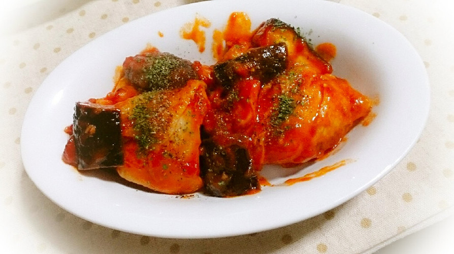 簡単ズボラな鶏と茄子のトマト煮♡の画像