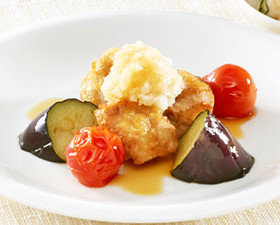 〔低たんぱく〕揚げ鶏と野菜のぽん酢がけ