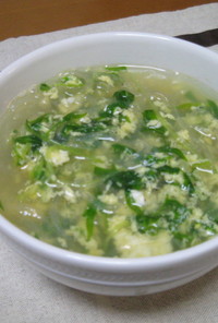 水菜と春雨と卵の中華スープ