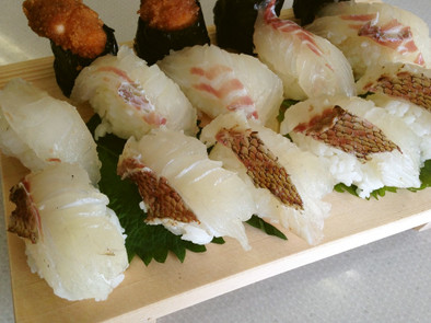 桜鯛の炙り寿司の写真