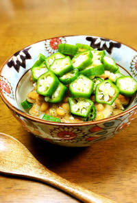 納豆とオクラのネバネバ冷たいスープご飯