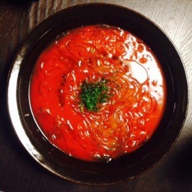 トマトジュースで!ガスパチョ風ところてん