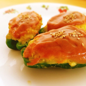 ピーマンの肉詰めいいえ、豆腐詰め