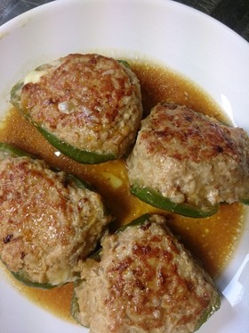 照り焼き風☆ピーマンのチーズ入り肉詰め