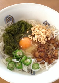 紀文糖質０g麺❤︎めかぶねばねば冷うどん