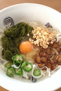 紀文糖質０g麺❤︎めかぶねばねば冷うどん