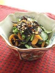 ひじきとクレソンの辛子酢味噌和えの写真