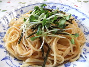 金時人参とえごま油のドレ入り明太子パスタの写真