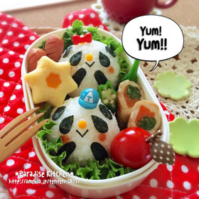 キャラ弁*簡単♪パンダちゃんおにぎり弁当