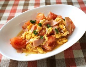 たまごとトマトのらっきょう酢炒め