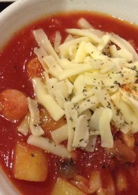 簡単☆ピリ辛スタミナにんにくトマトスープ
