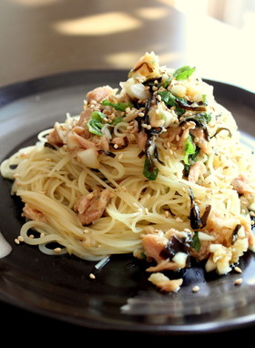 簡単!ツナと塩昆布の和風冷製パスタ