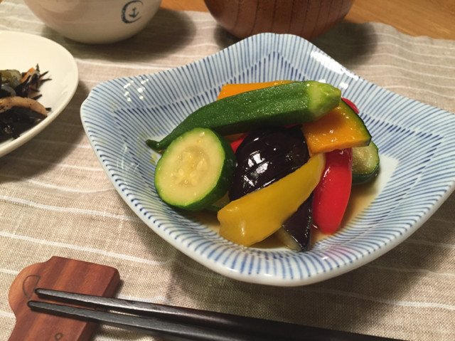 夏野菜ズッキーニ、茄子の揚げ浸しの画像