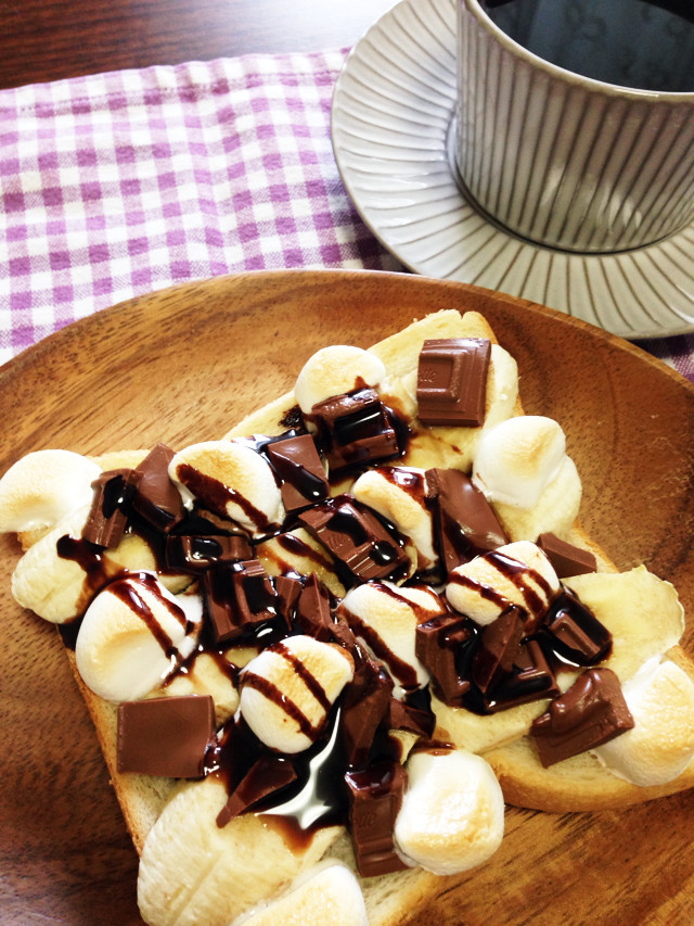 マシュマロ＆チョコバナナトースト♡の画像