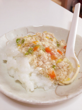 離乳食中期〜 鶏挽肉と豆腐のそぼろあん