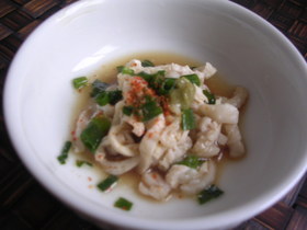 節約おつまみ☆鶏皮の湯引き柚子胡椒風味☆