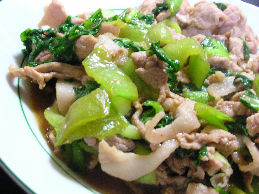 豚肉と青梗菜のピリ辛炒め(ﾟ∀ﾟ)=3の画像