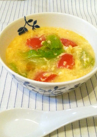 トマトとレタスのふわふわたまごスープ