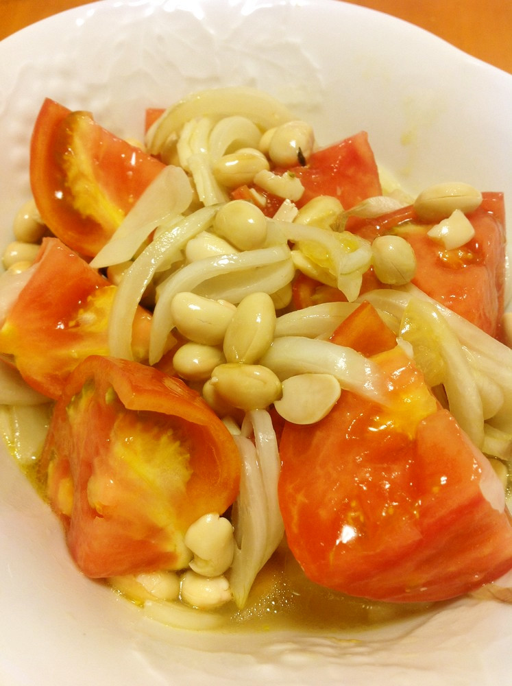 水煮大豆トマト新玉葱のオリゴ糖サラダの画像