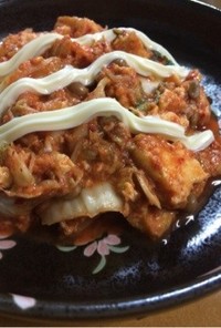 キムチ納豆厚揚げ丼(無水鍋使用)