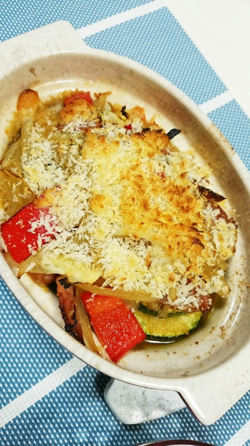 ズッキーニのチーズ香るパン粉焼きの画像