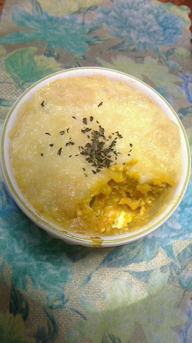 柔らかいカボチャと豆腐のチーズ焼き