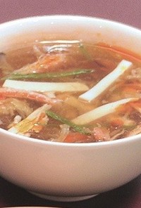 酸味と辛味の五目スープ