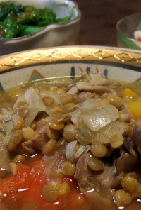 豚肉とレンズ豆のスープ
