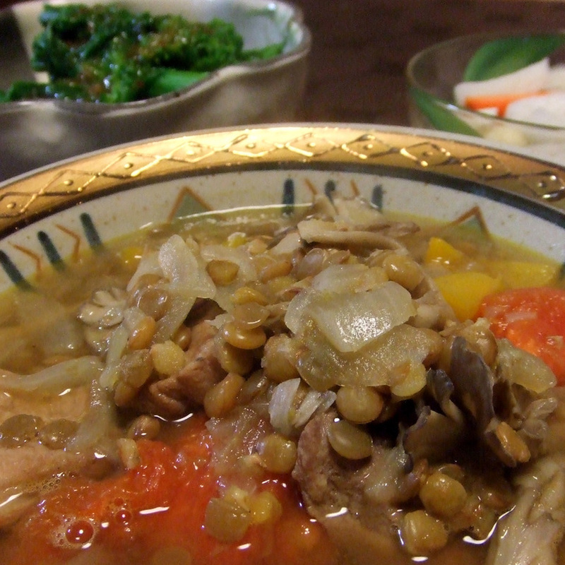 低カロリーのスロークッカーレンズ豆のスープのレシピ