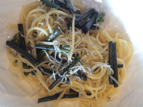 ワラビとジャコのパスタ