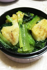 小松菜と鱈のバター炒め
