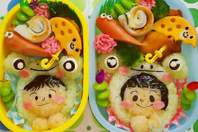 梅雨 カエルかぶり男の子 女の子キャラ弁 レシピ 作り方 By ミキ クックパッド 簡単おいしいみんなのレシピが372万品