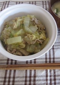 白菜と豚肉のトロトロ丼　カレー風味