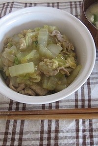 白菜と豚肉のトロトロ丼　カレー風味