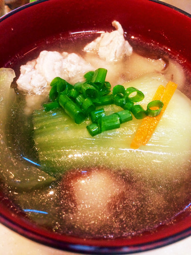簡単☆青梗菜と椎茸の豚汁の写真