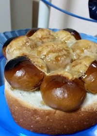 焼きチーズ黒蜜ミニ黒糖饅頭トースト！