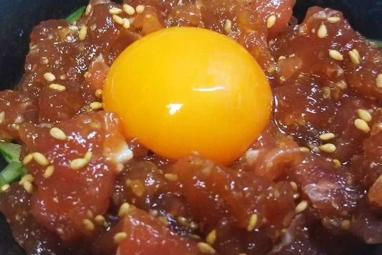 特売マグロで味付け簡単 ユッケ レシピ 作り方 By ぽてぽて猫 クックパッド