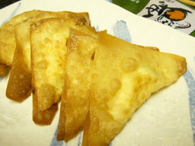 ゆずとんからしで揚げワンタン