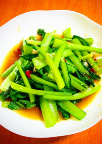 小松菜で空芯菜の炒め物風